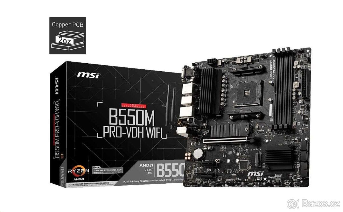 MSI MB Sc AM4 B550M PRO-VDH WIFI, AMD B550, 4xDDR4, VGA, mAT