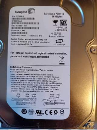 Hadisk 80GB Seagate 7200.10