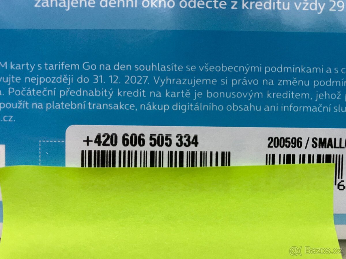 Hezké číslo, předplacená karta, zlatá sim