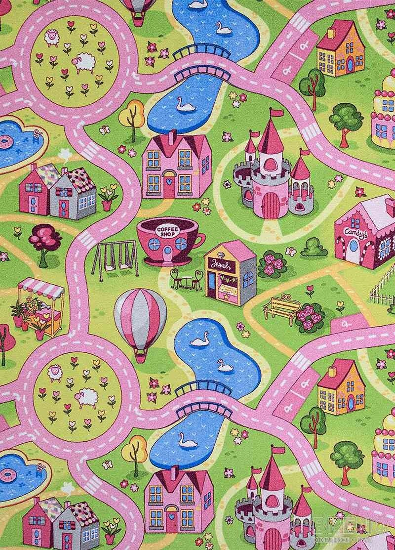 Nový 3,5 x 4 metry koberec SWEET TOWN 26 – růžová silnice