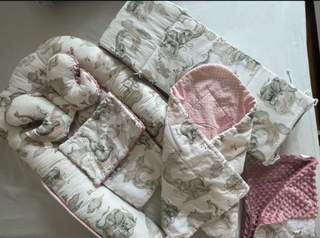 Hnízdečko, zavinovačka, mantinel, deka a polštářky SADA Baby