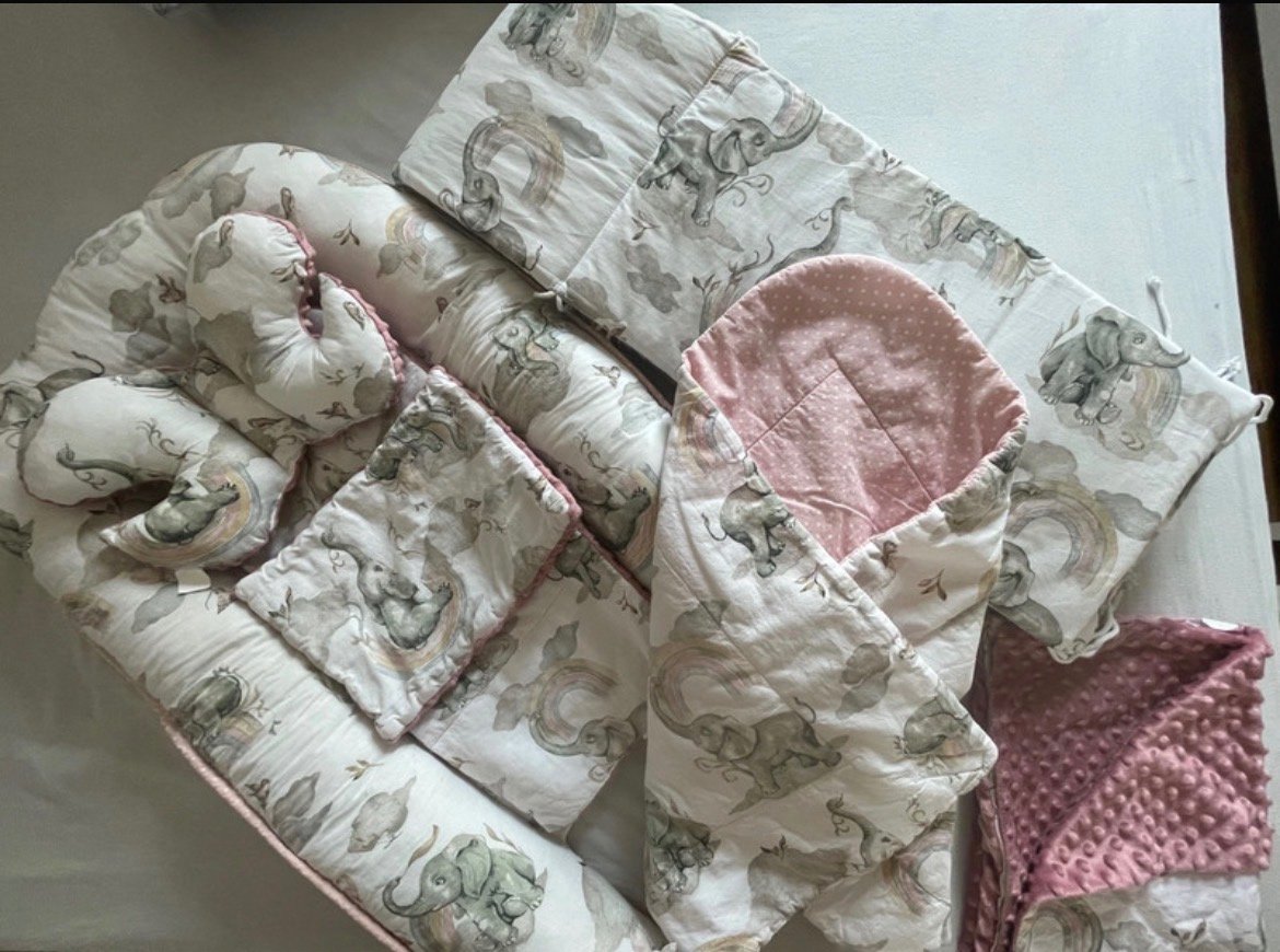 Hnízdečko, zavinovačka, mantinel, deka a polštářky SADA Baby