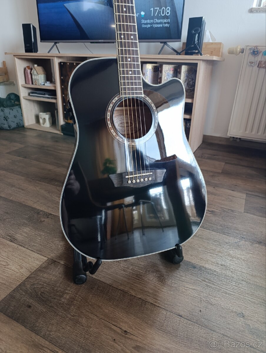 Elektroakustická kytara Washburn + kombo a stojan (dárek)