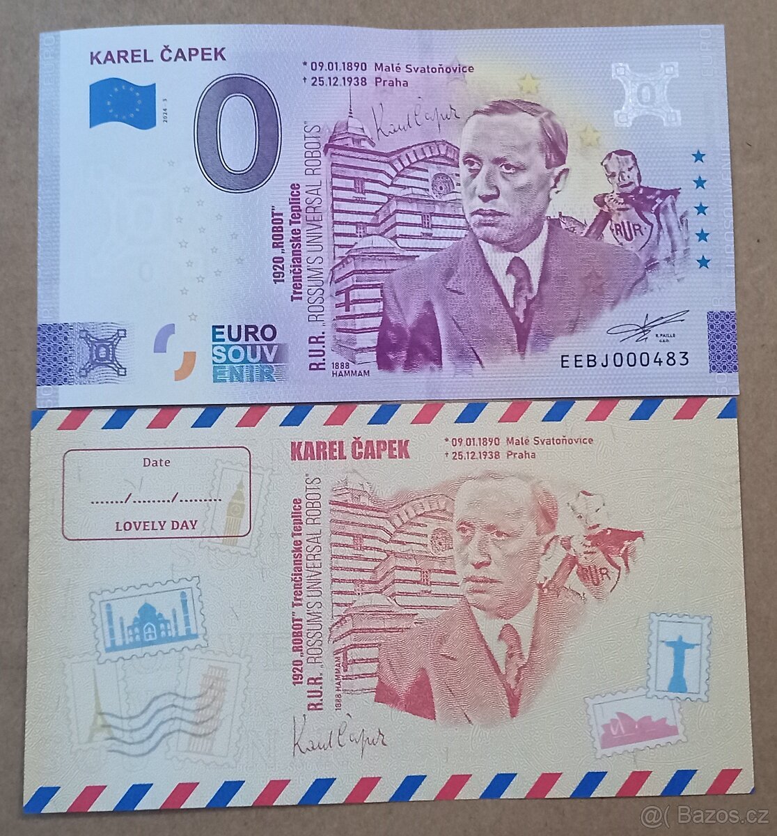 0 eur souvenir Karel Čapek R.U.R. a Love Card Hammam/Čapek