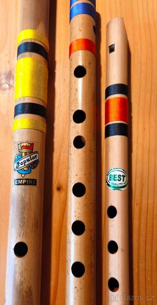 Indická bambusová flétna - 2x Bansuri, 1 zobcová.