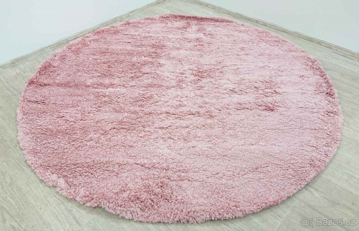 Růžový kulatý koberec Fluffy o 200 cm Ayyildiz Carpets
