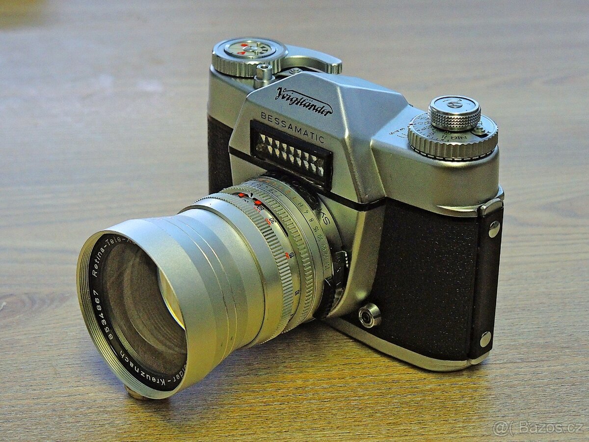 Kinofilmový Voightländer Bessamatic + Tele Xenar 135