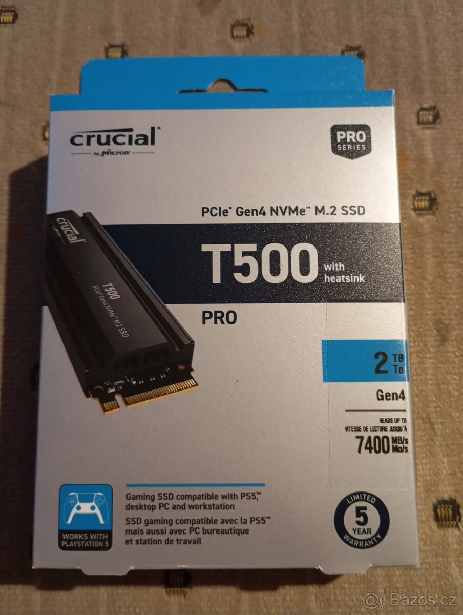Crucial T500 Heatsink 2TB - M.2 SSD - Nvme - Nový zabalený
