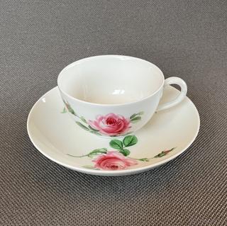 Míšeň Meissen Šálek s podšálkem Pink Rose 170ml