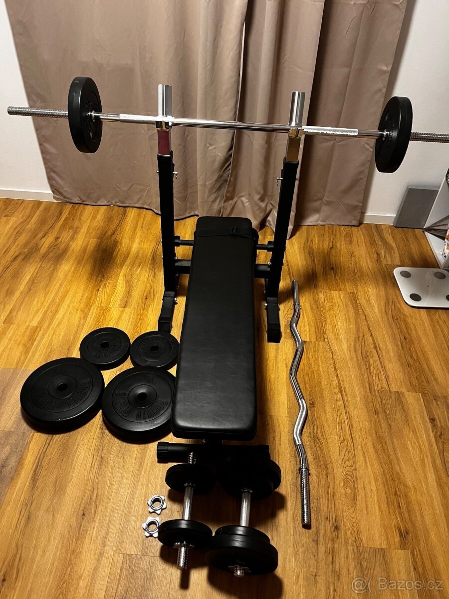 Kompletní domácí posilovna Gorilla Sports – 67,5 kg závaží