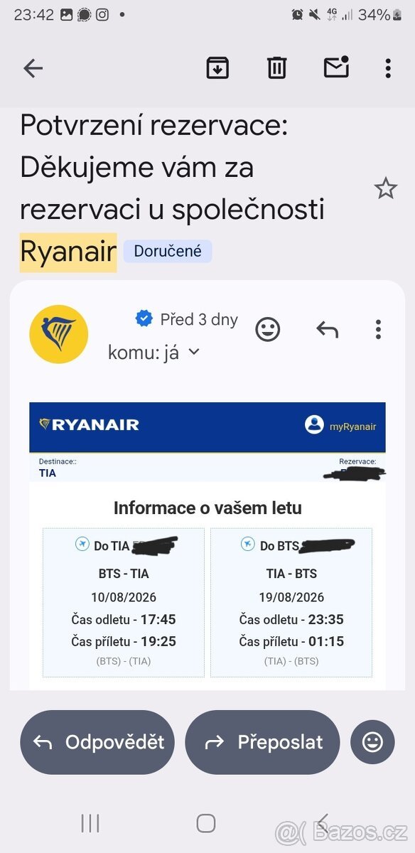 Zpáteční letenky Bratislava-Tirana