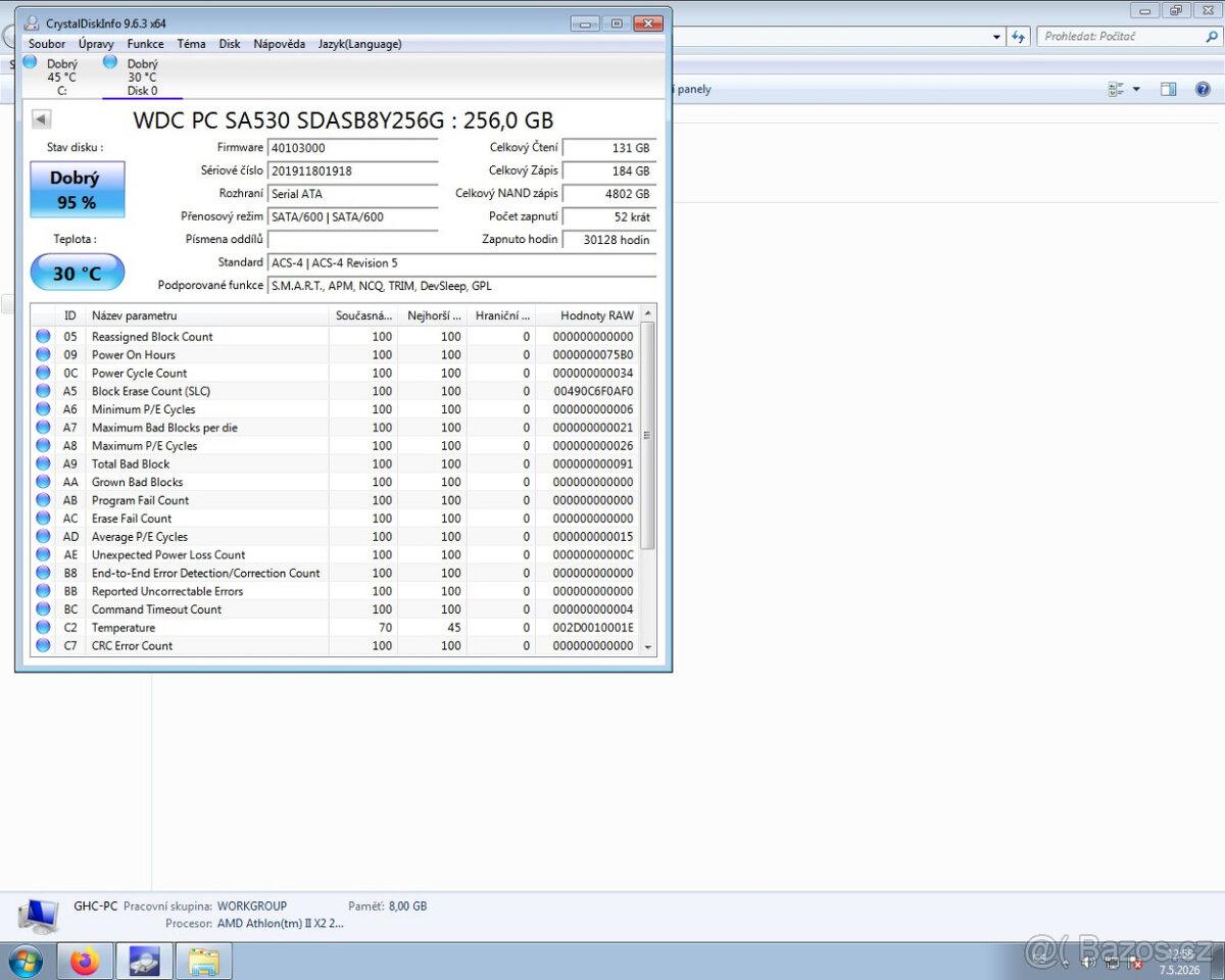 SSD 256 GB Western Digital SA530 95%