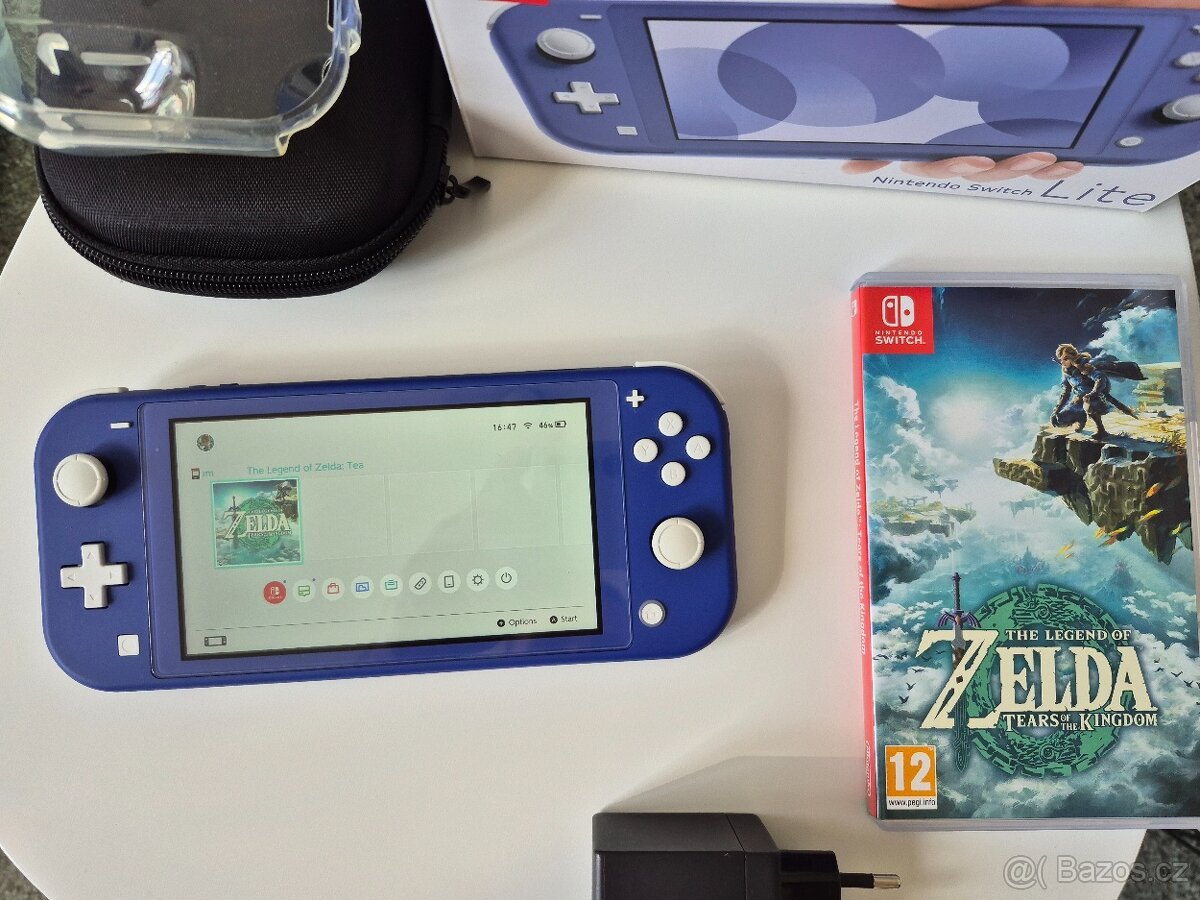 Nintendo Switch Lite Blue + Zelda Tears of the Kingdom + kom