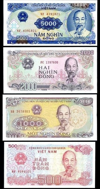 Sada 500 - 5000 dongů Vietnam 1988/1991 UNC VÝBĚR MOŽNÝ