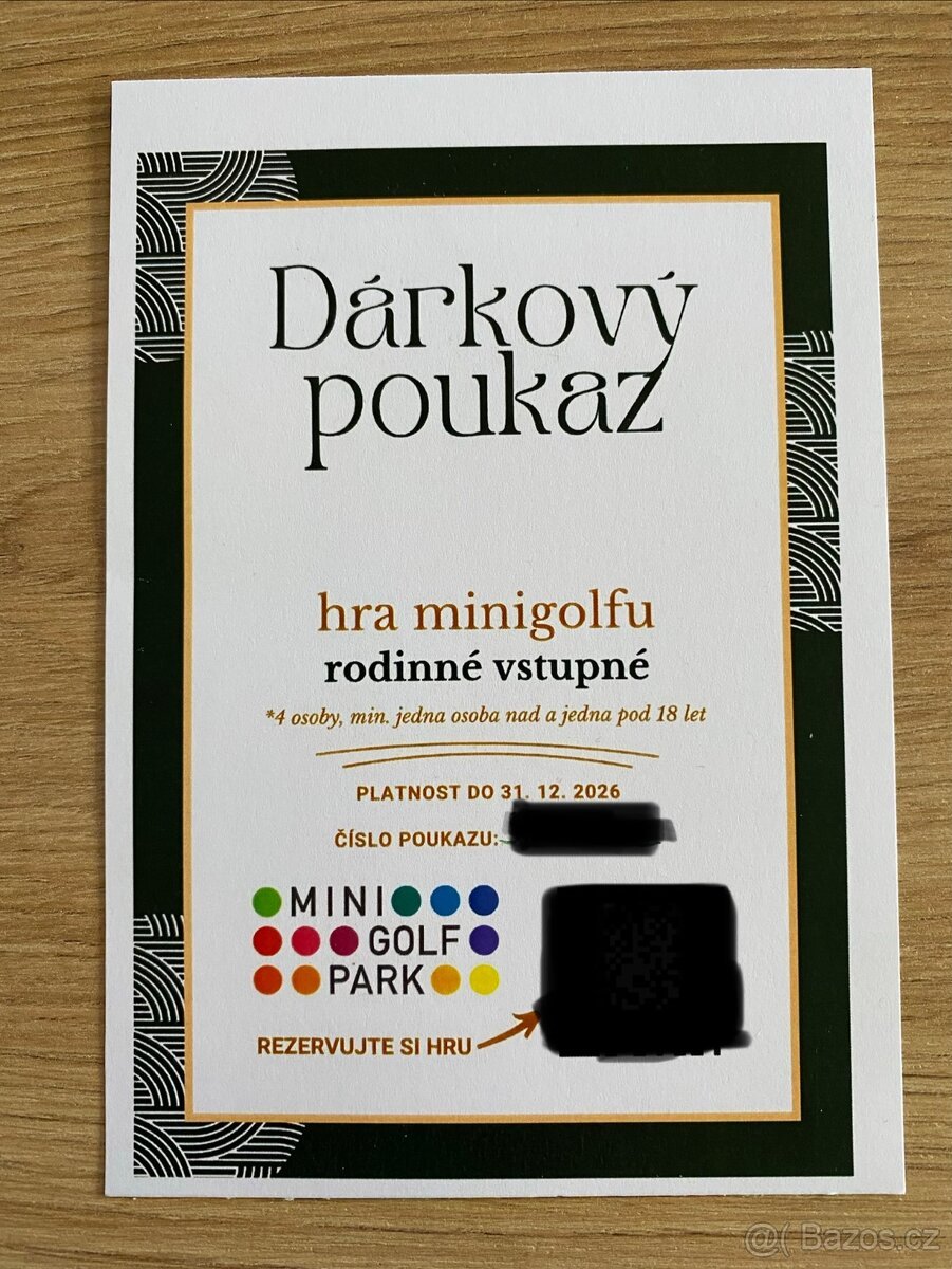 MINIGOLF PARK - Praha Maniny, rodinný poukaz pro 4 osoby