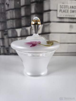 Retro skleněná cukřenka s víčkem – Bohemia Glass, Nový Bor