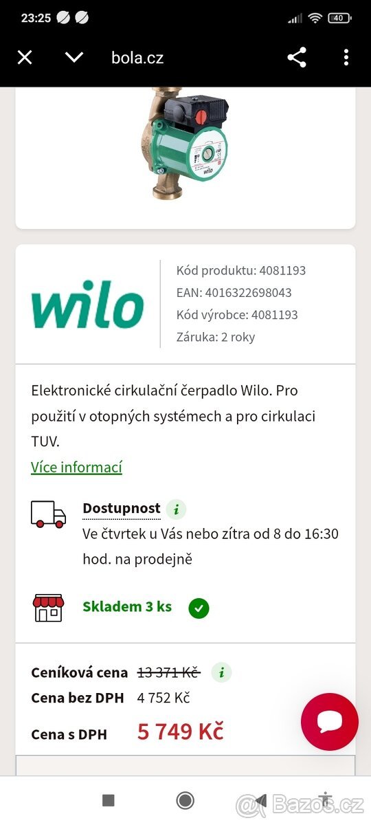 Regulační čerpadlo