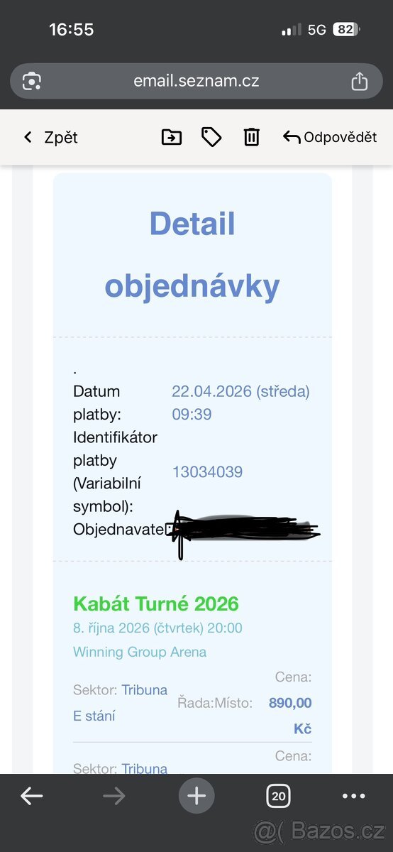 2x vstupenka na koncert Kabát Brno 2026