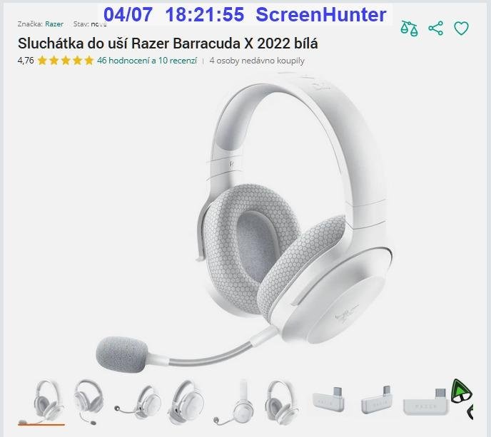 Razer Barracuda X (2022) THX 7.1 barva bílá