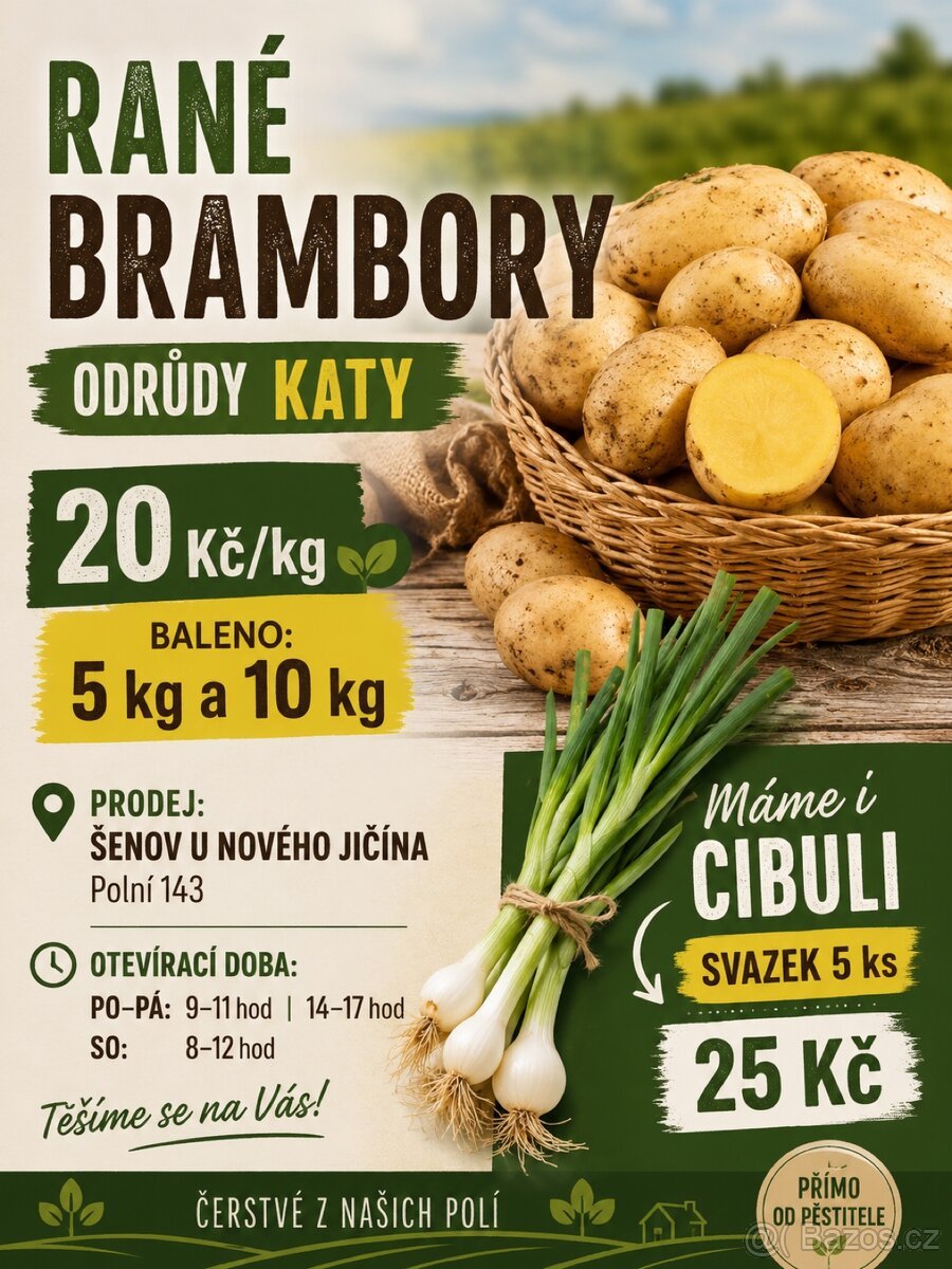 Rané brambory Katy – 20 Kč/kg