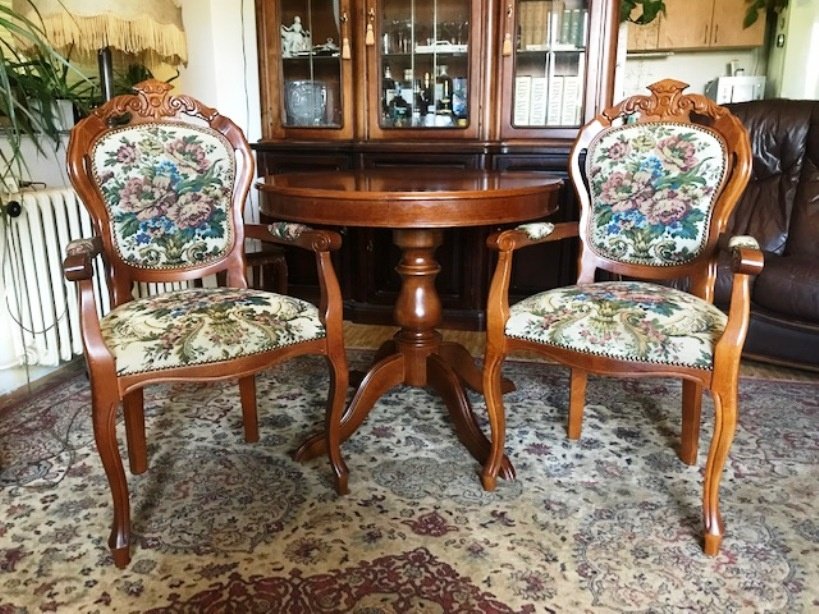 Konferenční a jídelní set 90cm + 2 kžesílka gobelin JS7.06