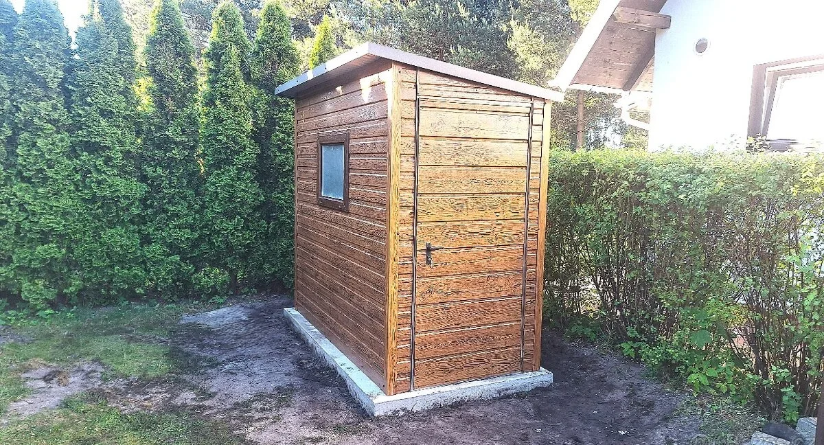 Plechová garáž 3×5 m – Zlatý dub/výklopná vrata „ALI“